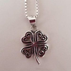.925 Silver Necklace 4 Leaf Clover Celtic